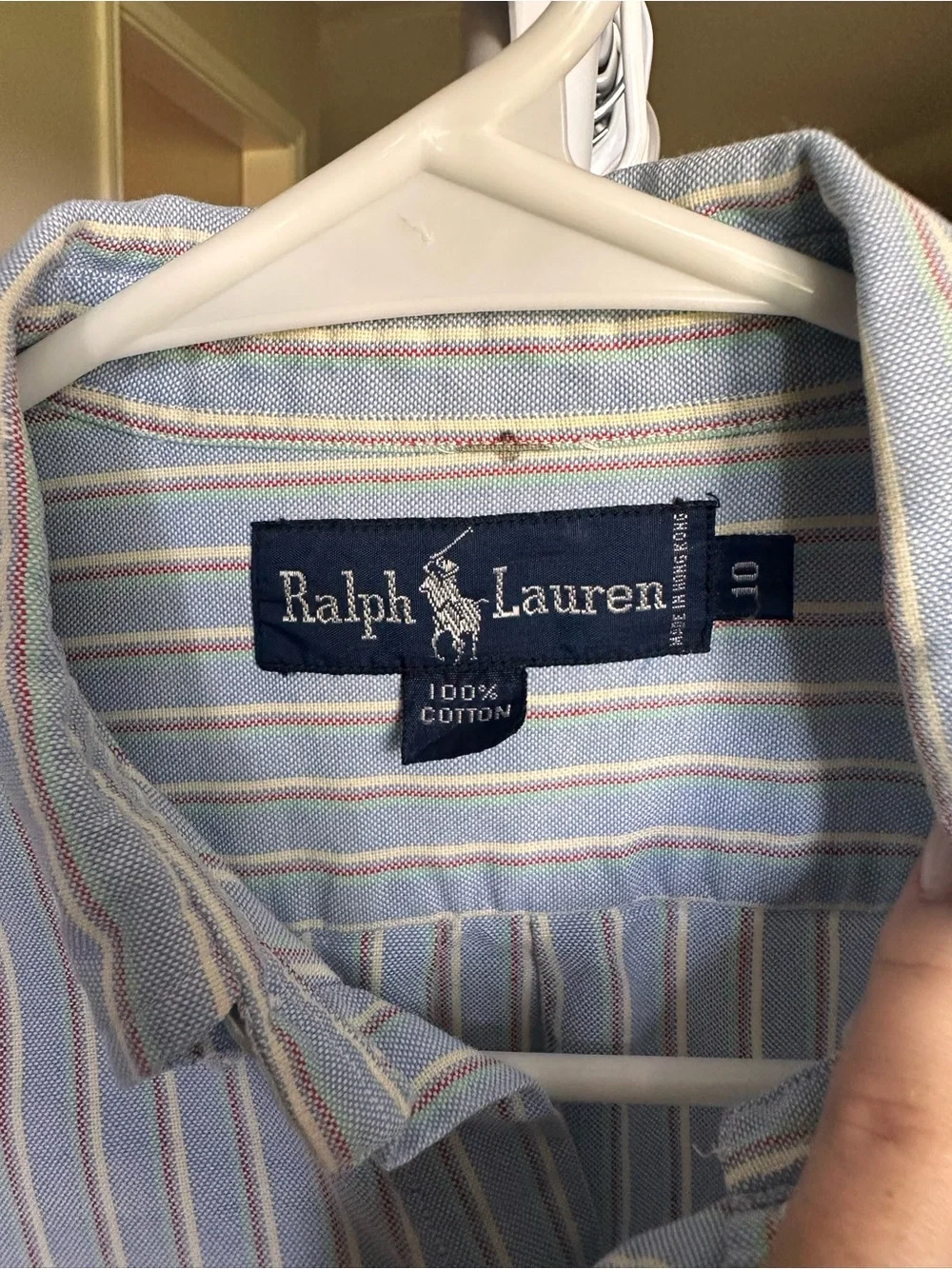 Ralph Lauren Light Blue and White Striped Button-Down Shirt